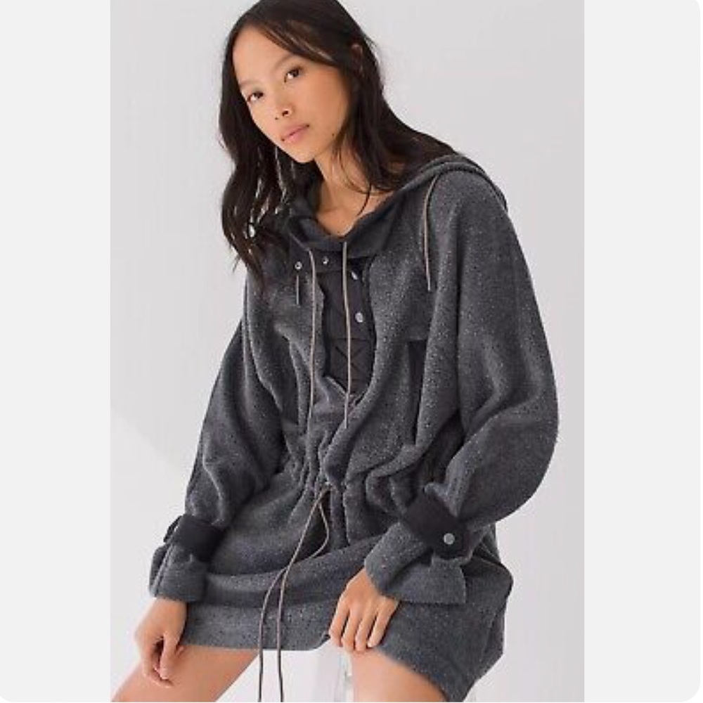 Free People We The Free! Sadie Surplus Knit Pullover in Black/Dark Gray